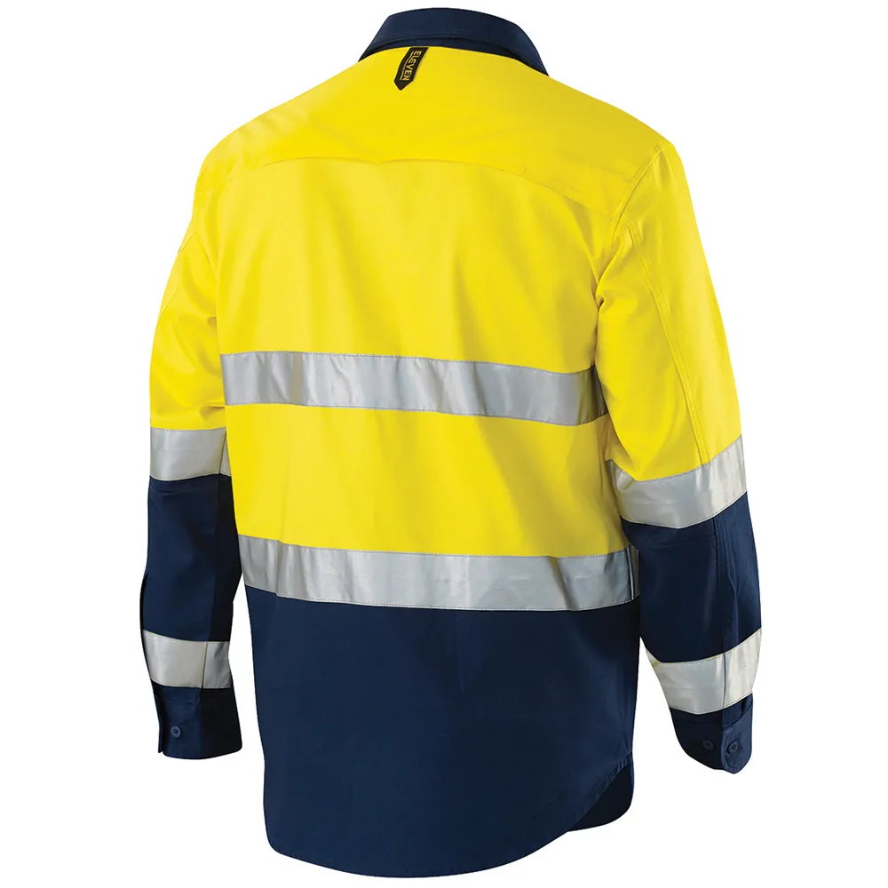 ELEVEN Workwear AEROCOOL Spliced Hi-Vis Bio-Motion 3M™ 'Hoop' Taped Cotton Drill Shirt